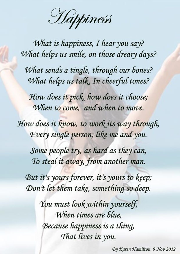 Poem: Happiness, by Karen Hamilton