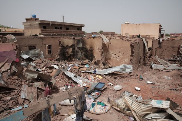 Rubble of Sudanese houses